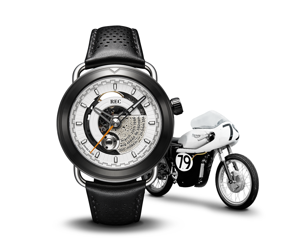 Rec Watches TTT Elmore | Made from Buddy Elmore's 1966 Daytona 200-winning Triumph T100 | REC Watches